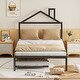 preview thumbnail 20 of 52, Full Size Metal Platform Bed with trundle, House-Shaped Headboard Design for Kids, Boys and Girls