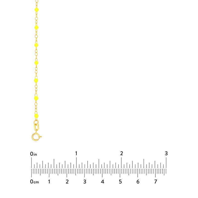 Curata 14k Yellow Gold 18" Neon Yellow Enamel Bead Piatto Chain Necklace (Spring-ring)