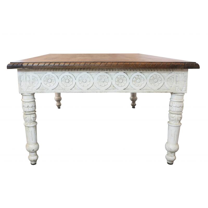 HomeRoots 48" Brown and Ivory Solid Wood Coffee Table - 48' X '18' X '30