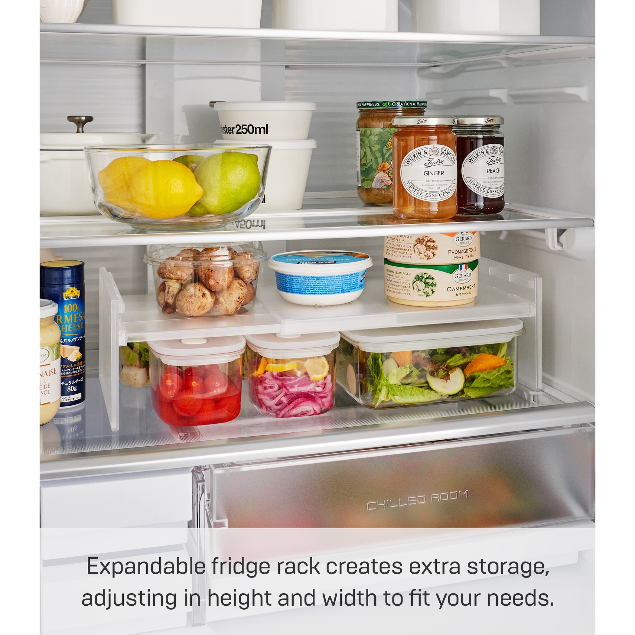 Yamazaki Home Expandable Refrigerator Riser Shelf, Plastic