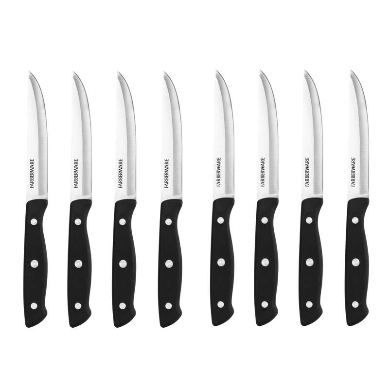 Farberware Stamped Triple Rivet Steak Knife Set - Black - Black