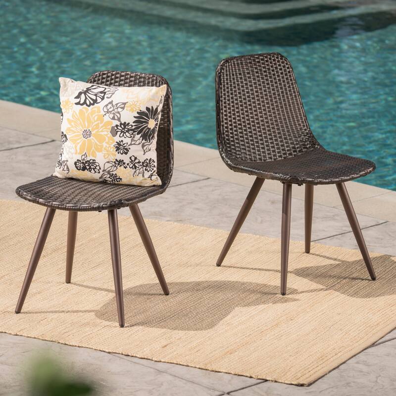 Elegant Wicker Dining Chairs with Powder Coated Legs, Set of 2