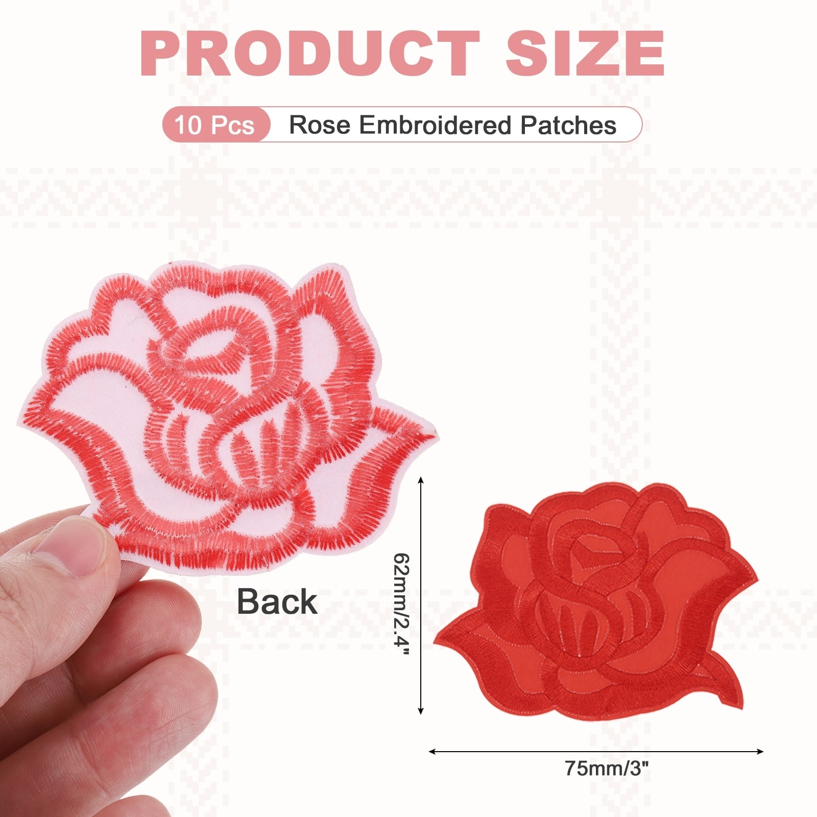 Rose Iron-On Patches, Rose Embroidered Patch Applique Flower Sew on Patch Repair Decoration for Clothing Backpacks