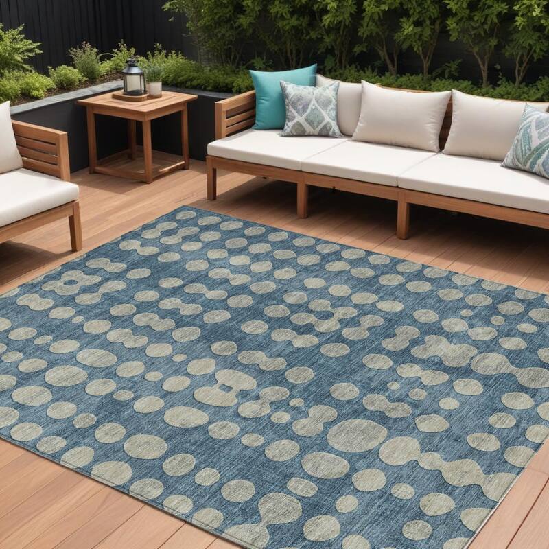 HomeRoots Abstract Transitional Rectangle Outdoor Rug - 10' X 14'