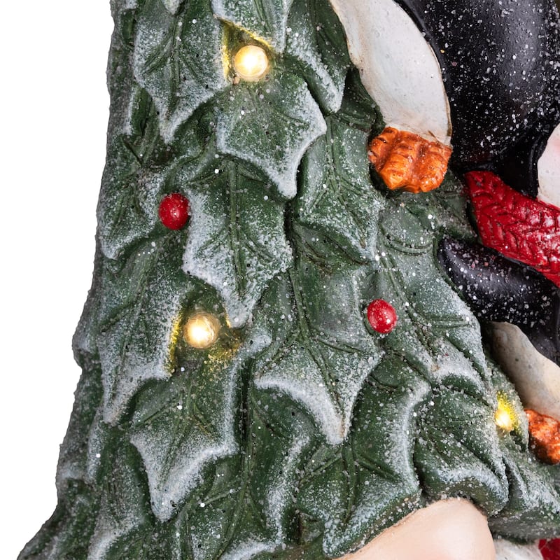 Lighted Gnome with Penguins Christmas Decoration -17" - Clear LED Lights