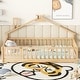 preview thumbnail 2 of 9, Natural Twin Pine House-Shaped Bedside Floor Bed with Guardrails