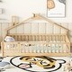 preview thumbnail 16 of 40, Twin Pine Wood House-Shaped Bedside Floor Bed with Guardrails, Kids Girls Boys Bed Frame, No Need Spring Box