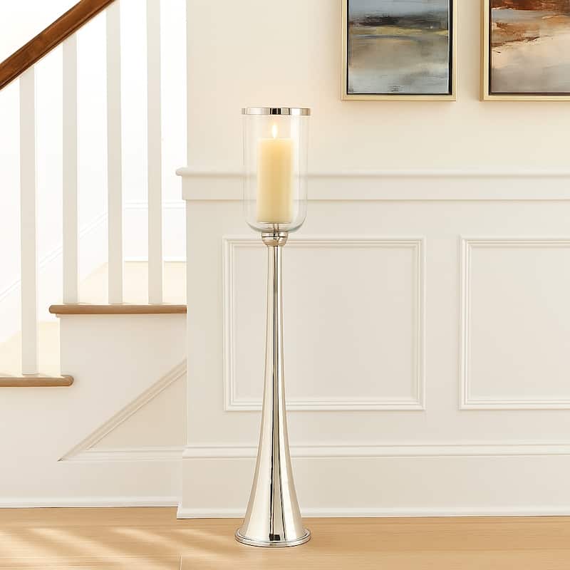Modern Metal and Glass Floor Candle Stand for Pillar Candles