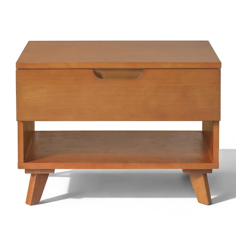 Christopher Knight Home - 23.9"W Mid-Century Nightstand with Solid Rubber Wood Legs