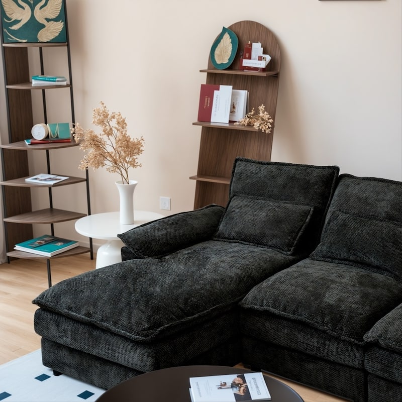 110.24" Modular Double Chaise Lounge Sectional Sofa with Waist Pillows