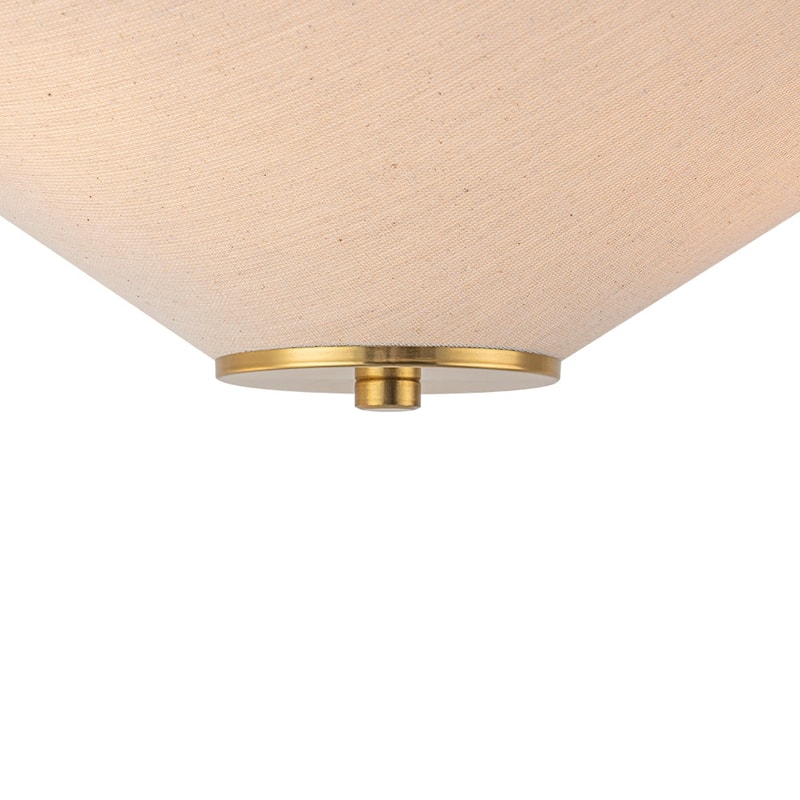 3-Light Mid-century Linen Cone Semi-flush Mount - N/A