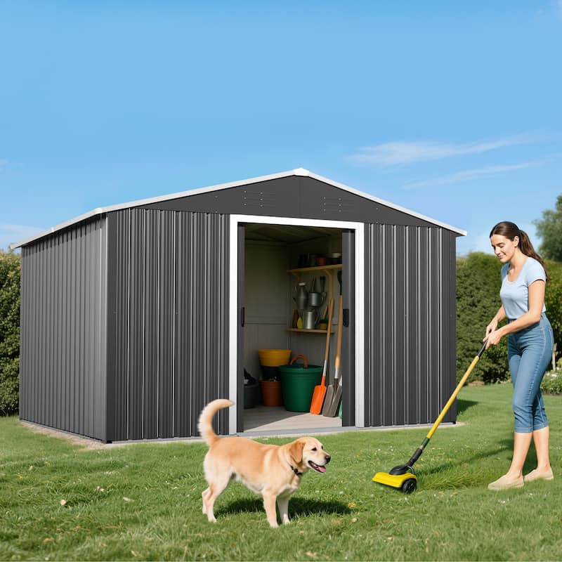 Metal Outdoor Garden Shed Storage Tool Shed with Sliding Doors