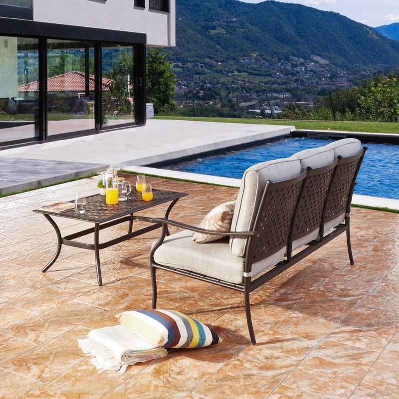 PATIO FESTIVAL 3-Seater Outdoor Sofa with Coffee Table Set