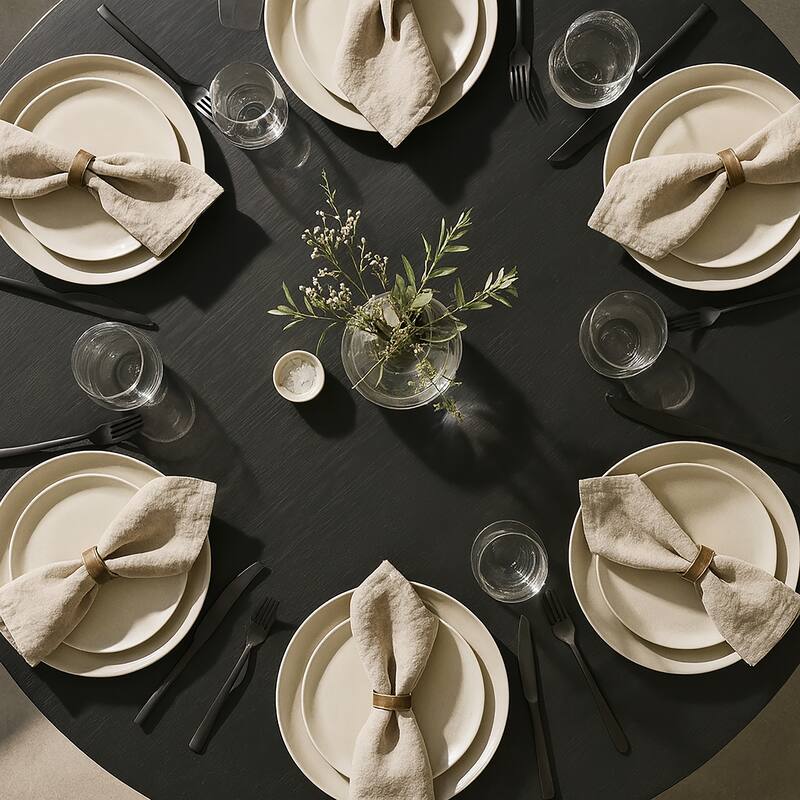 Blair Black Round Wood Dining Table with Starburst Style Base