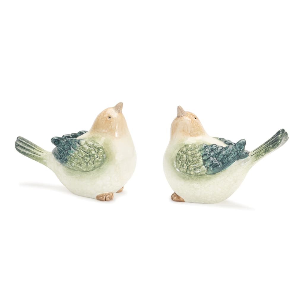 Sitting Bird Terracotta Figurines - 6.75" - Set of 4