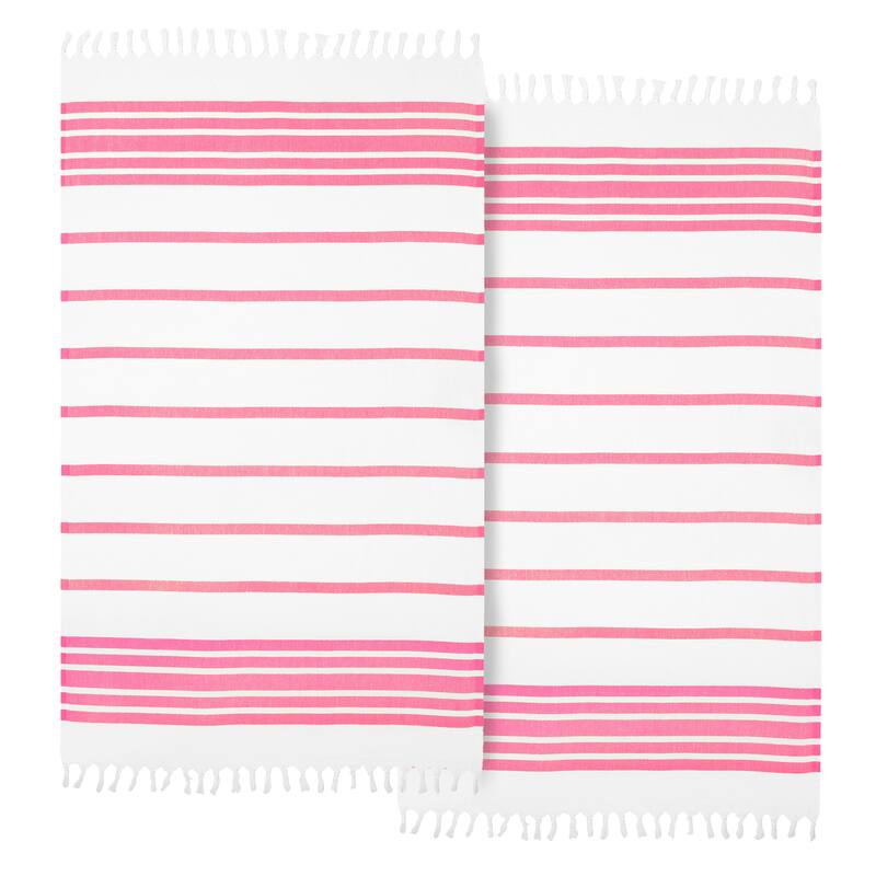 Authentic Hotel and Spa Turkish Cotton Herringbone Pestemal Beach Towel (Set of 2)