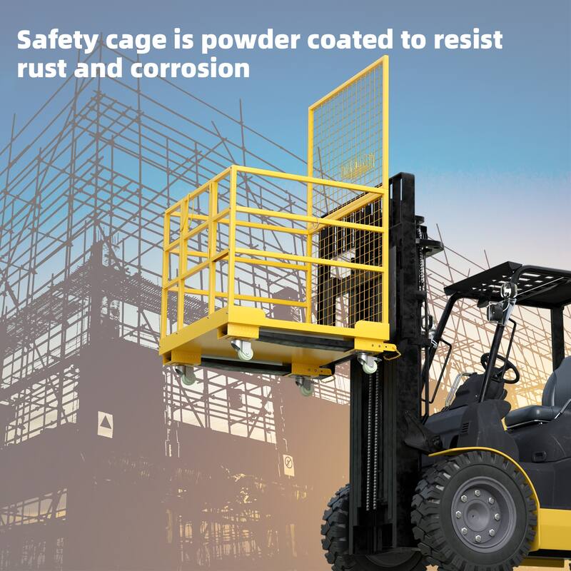 Forklift Safety Cage, 36"x36" Forklift Man Basket Foldable Forklift Work Platform with Double Chain Guardrail for Aerial Work