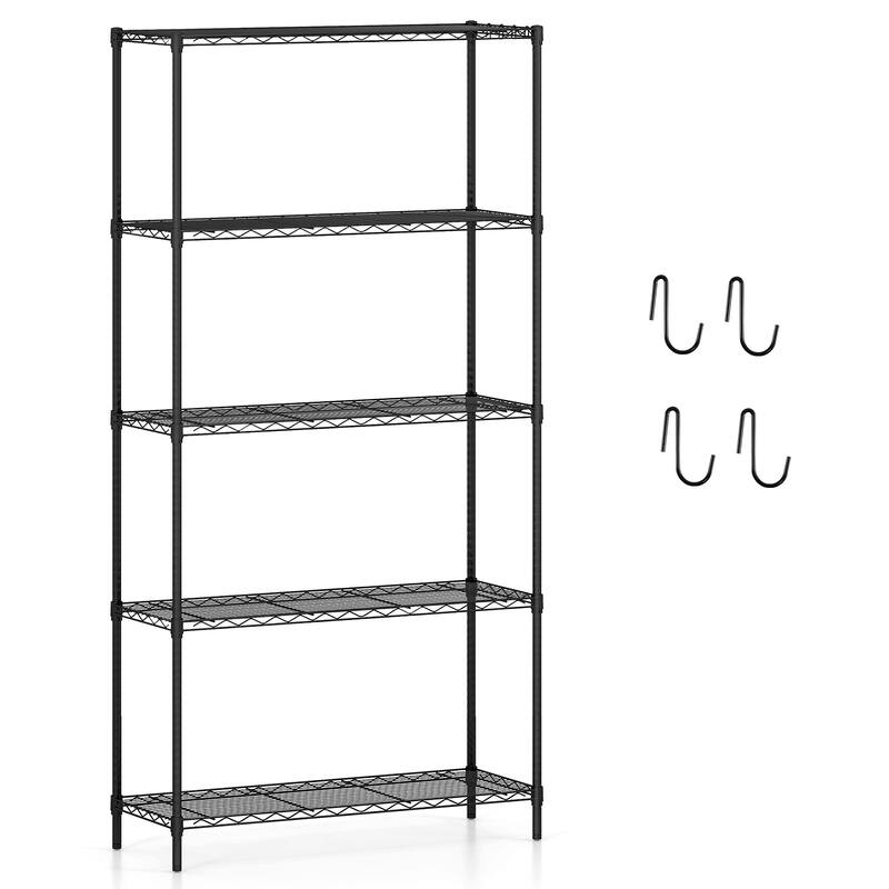 Gymax 2PCS 5-Tier Metal Storage Shelving Unit w/V-Shaped Wire Rack for