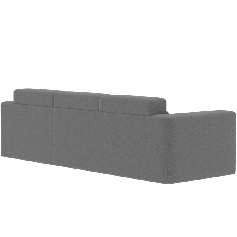 109" Grey Fabric L Shaped Sectional Sofa, No Assembly Required