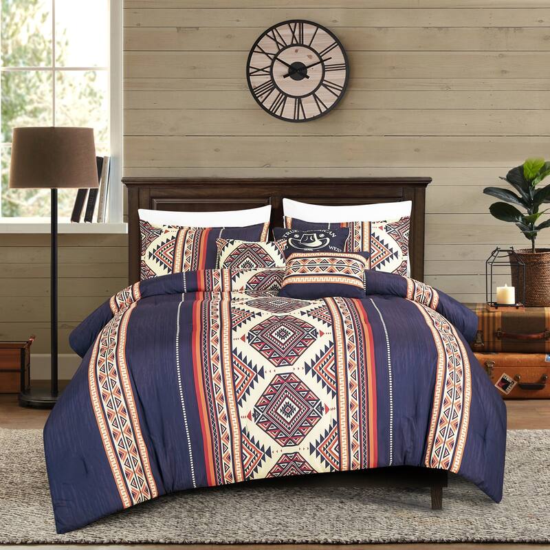 Evonne 6 Piece Comforter set - Blue - King - Cal King
