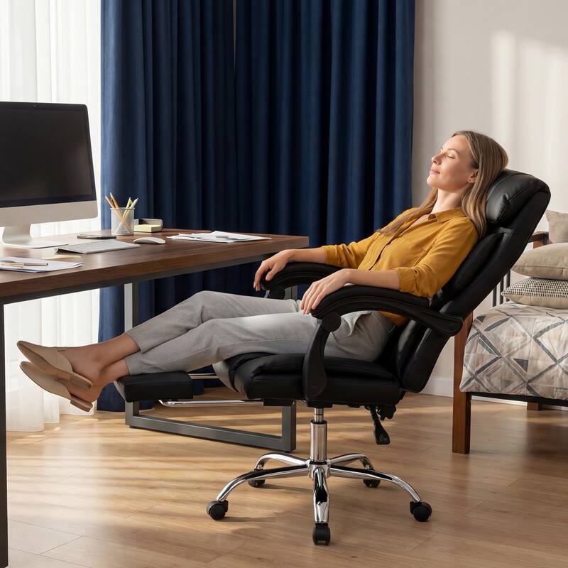 Office Adjustable Height Executive Desk Chair with Foot Rest Comfortable Computer Chair High Back Reclining Gaming Chair