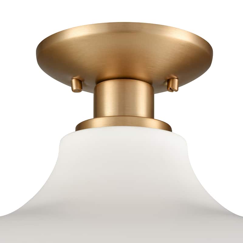 Elk Home Grenville Brushed Gold With White Shade 1 Light Semi Flush