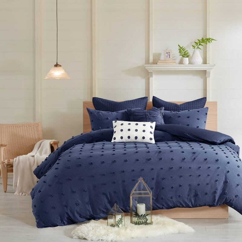 Intelligent Design Maize Cotton Jacquard Duvet Cover Set with Euro Shams and Throw Pillows