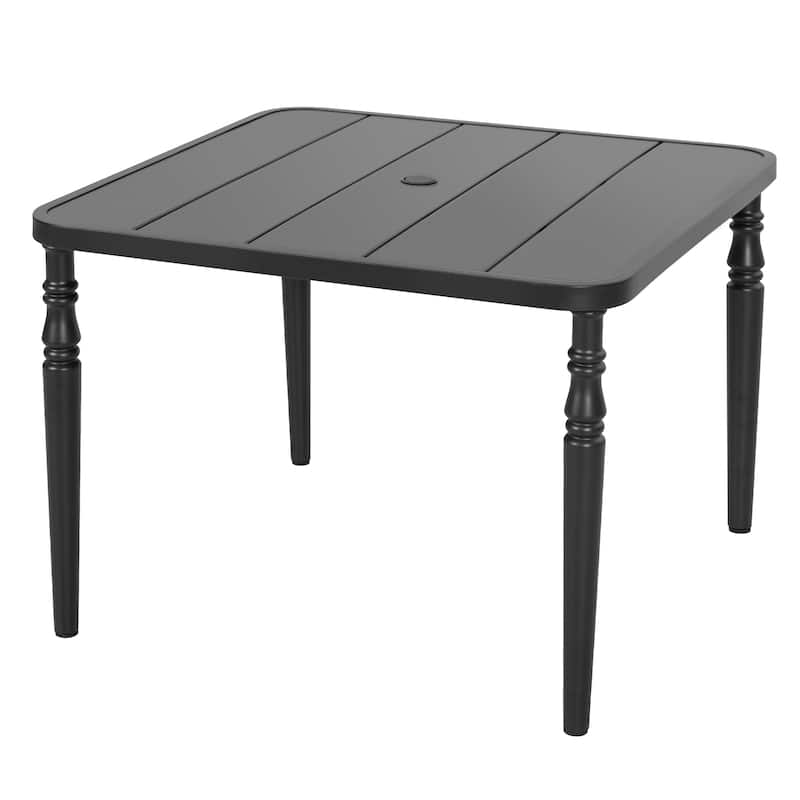 5-Piece Patio Outdoor Textilene and Metal Dining Set with Umbrella Hole