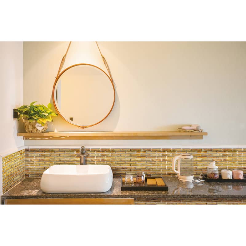 1 x 4 Brick Iridescent Glass Mosaic Wall Tiles