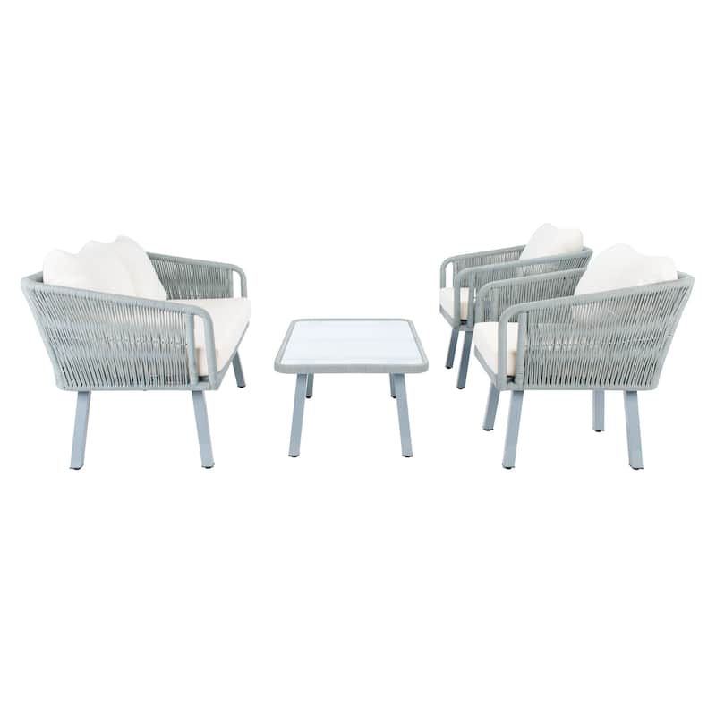 SAFAVIEH Outdoor Cajsa 4-Piece Rope Patio Set - 53W x 27D x 26H