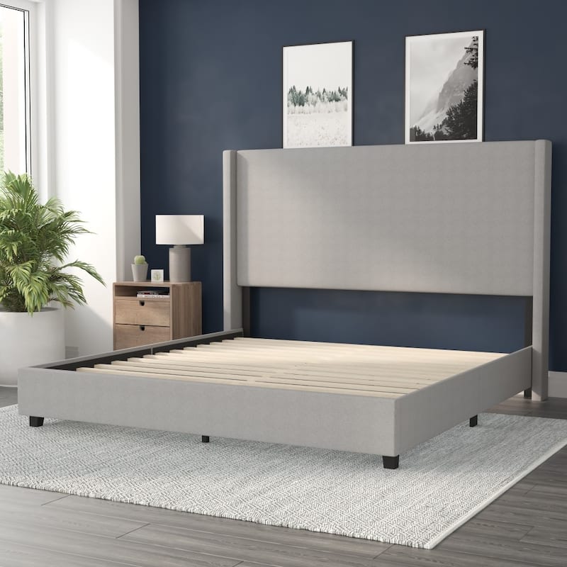 Upholstered Platform Bed with Channel Stitched Headboard