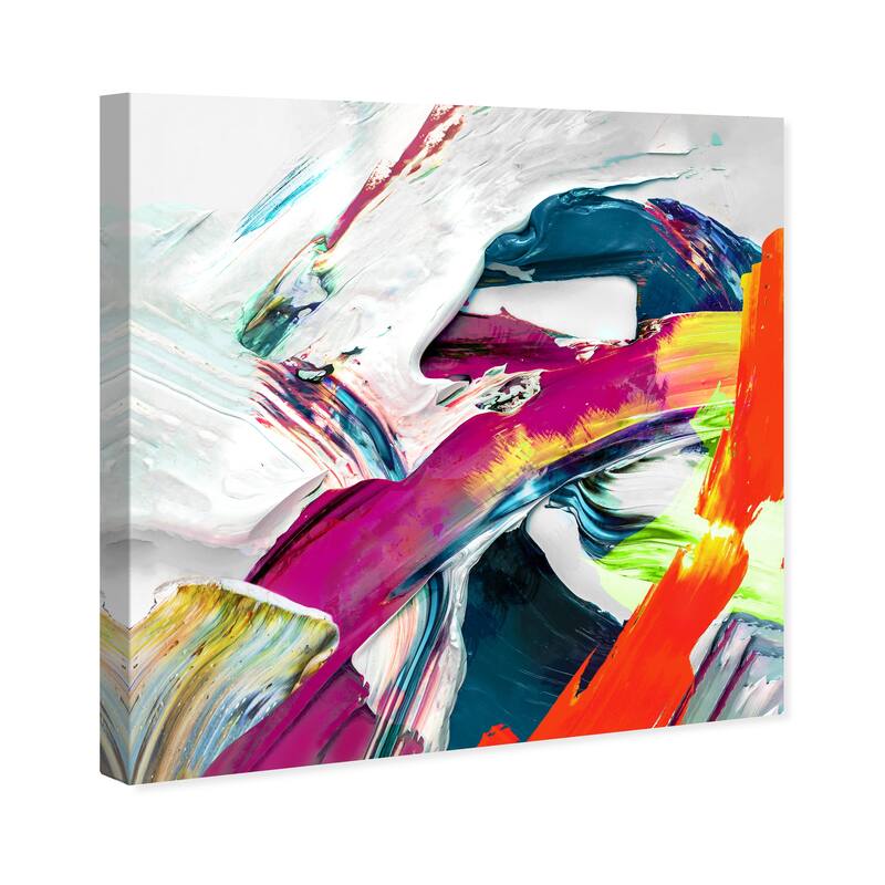 Wynwood Studio Abstract Abstracta Granate Citrus Red and Teal Modern & Contemporary Wall Art Canvas Print