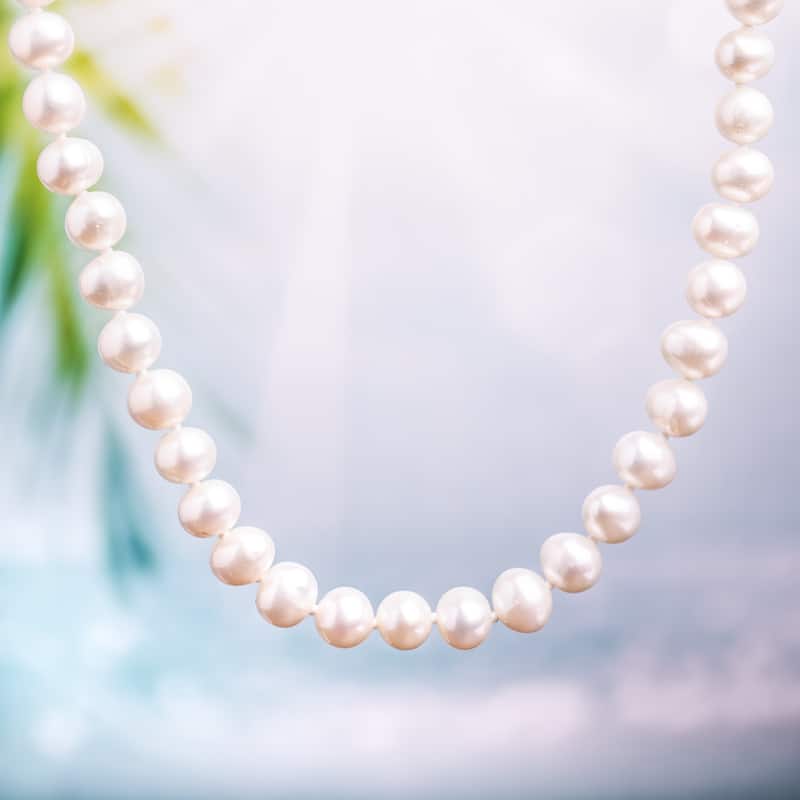 6-7 MM Cultured FW Pearl Necklace with Sterling Silver Fish-Eye Clasp by Miadora - 16 in x 7.7 mm