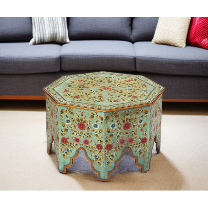 Hand Painted Coffee Table - 28.5' x 28.5' x 18'