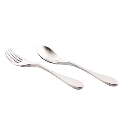 Knork Child Flatware Set (2 Piece Fork and Spoon), Stainless Matte