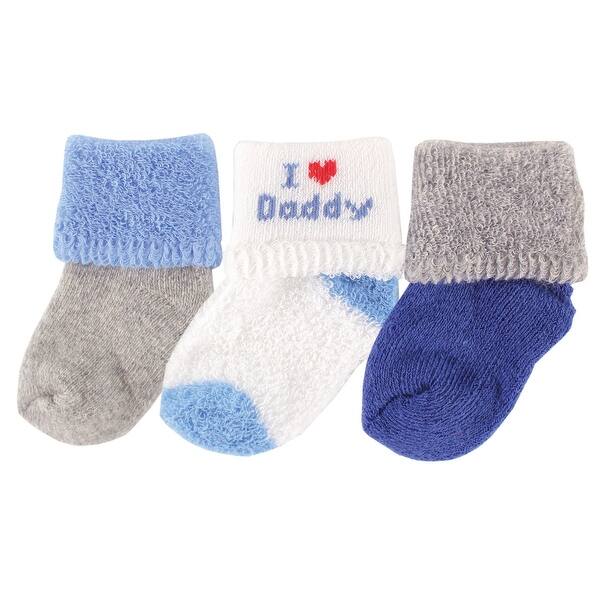 slide 1 of 1, Luvable Friends Baby Boy Socks Set, Blue Dad, 0-3 Months - Blue Dad 0-3 Months - Blue Dad