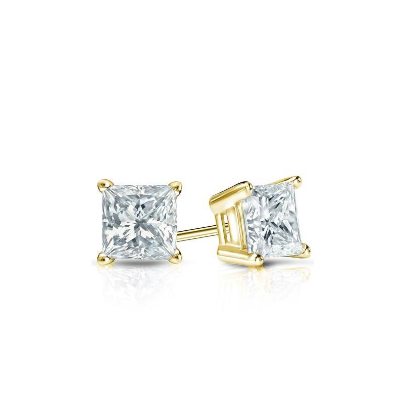 Auriya Plat Gold Lab Grown 0.30 carat TDW Princess Diamond Stud Earrings 4-Prong Basket Screw-back