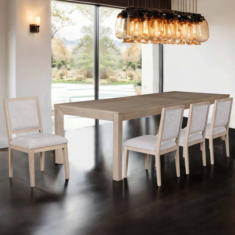Furniture of America Durem Modern 5-Piece Solid Wood Extendable Dining Set - Tawny Brown