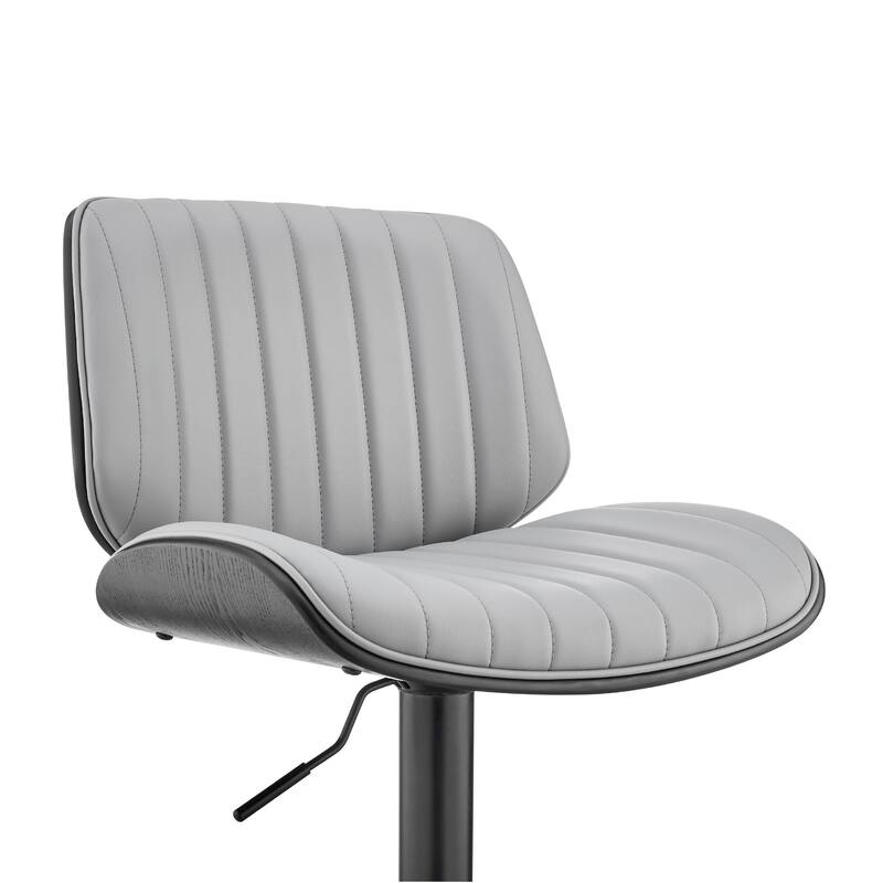 24" Upholstered Adjustable Height Swivel Bar Chair with Footrest and Iron Frame Perfect for Kitchen Island - 43”H x 19”W x 20”D