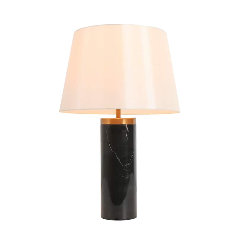 Modern Cylindrical Column Metal Table Lamp 24.8-inch in Black - L 15.7" x H 24.8"