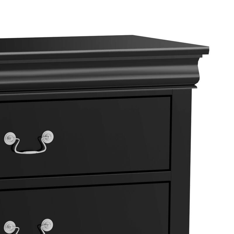 48" Tall Modern Black Solid Wood 5-drawer Storage Chest