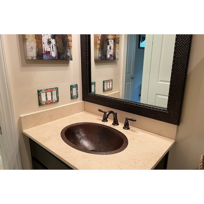 20-in Master Bath Oval Under Counter Hammered Copper Bathroom Sink (LO20FDB)