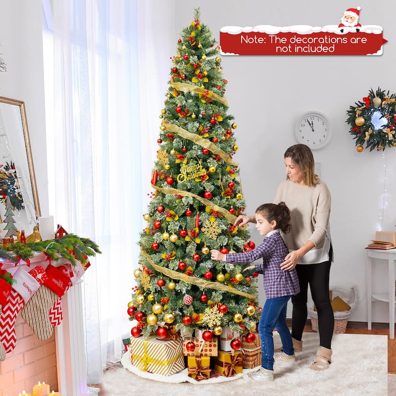 Gymax 5/7.5/9 FT Artificial Xmas Tree w/ 1416 Branch Tips 560 Warm