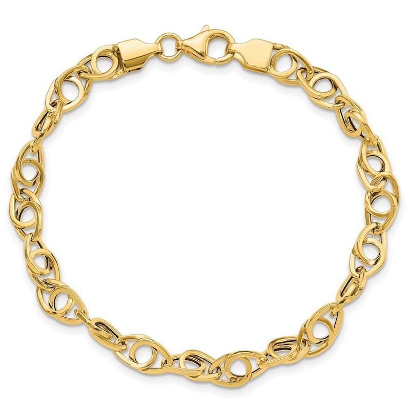 Curata 14k Yellow Gold 7.5" 6mm Polished Fancy Link Bracelet