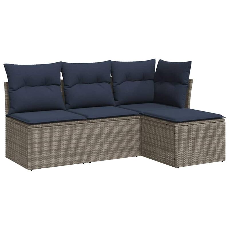 vidaXL 4/5 Piece Patio Sofa Set with Cushions Black/Brown/Gray Poly Rattan - 24.4 x 24.4 x 27.2