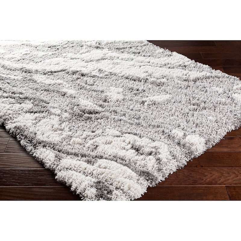 Livabliss Olvera Modern Marbled Plush Shag Area Rug