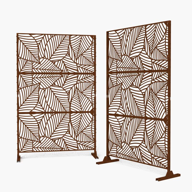 Free Standing Metal Privacy Screen Panel Decorative Outdoor Privacy Screen - 72"H x 47"W