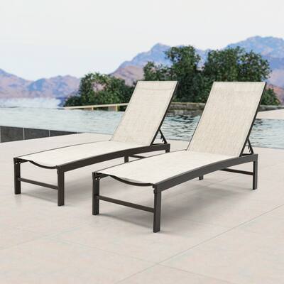 Crestlive Products Adjustable Aluminum Chaise Lounge Chairs (Set of 2) - 76.38" L * 23.62" W * 13" H
