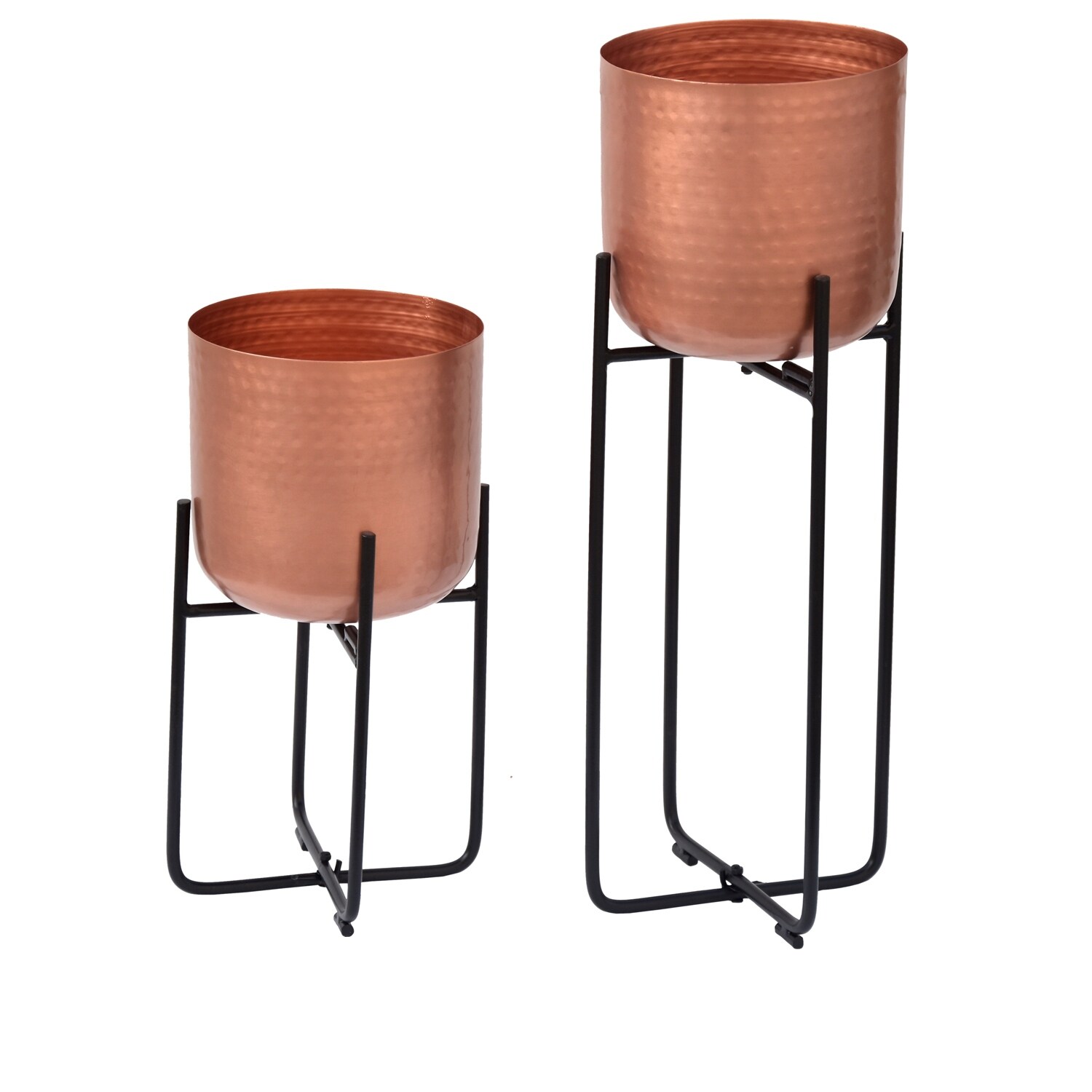 Shop Set Of 2 Planters Copper Green Patina Finish On Sale Overstock 31144771