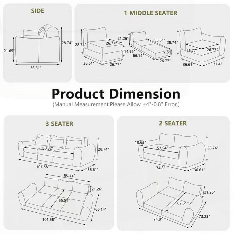 Modular Cloud Sofa, Convertible Folding Sofa Bed